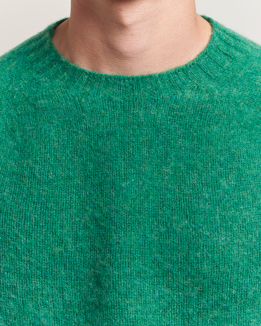 Herren | Pullover | Harley Of Scotland | Brushed Supersoft Lambswool Crewneck Evergreen
