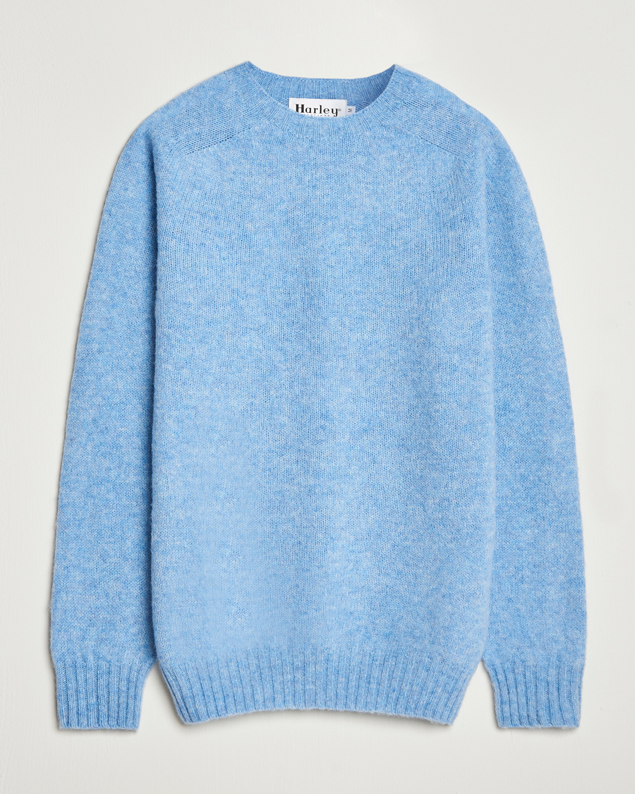 Herren | Pullover | Harley Of Scotland | Brushed Supersoft Lambswool Crewneck Glacier