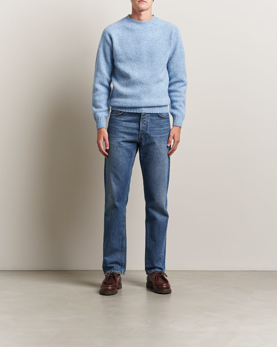 Herren | Pullover | Harley Of Scotland | Brushed Supersoft Lambswool Crewneck Glacier