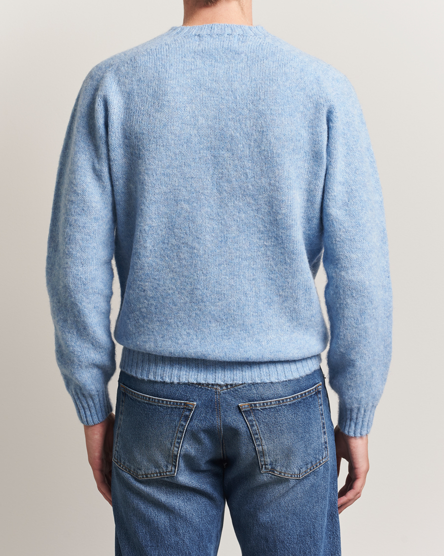 Herren | Pullover | Harley Of Scotland | Brushed Supersoft Lambswool Crewneck Glacier