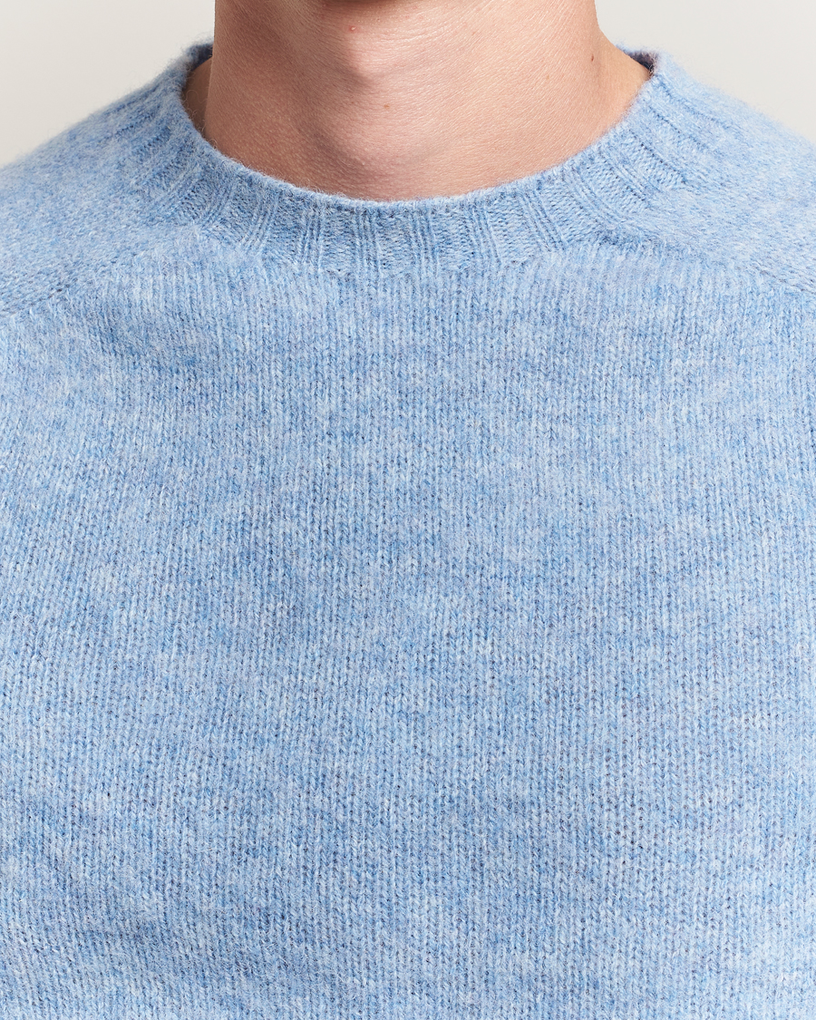 Herren | Pullover | Harley Of Scotland | Brushed Supersoft Lambswool Crewneck Glacier