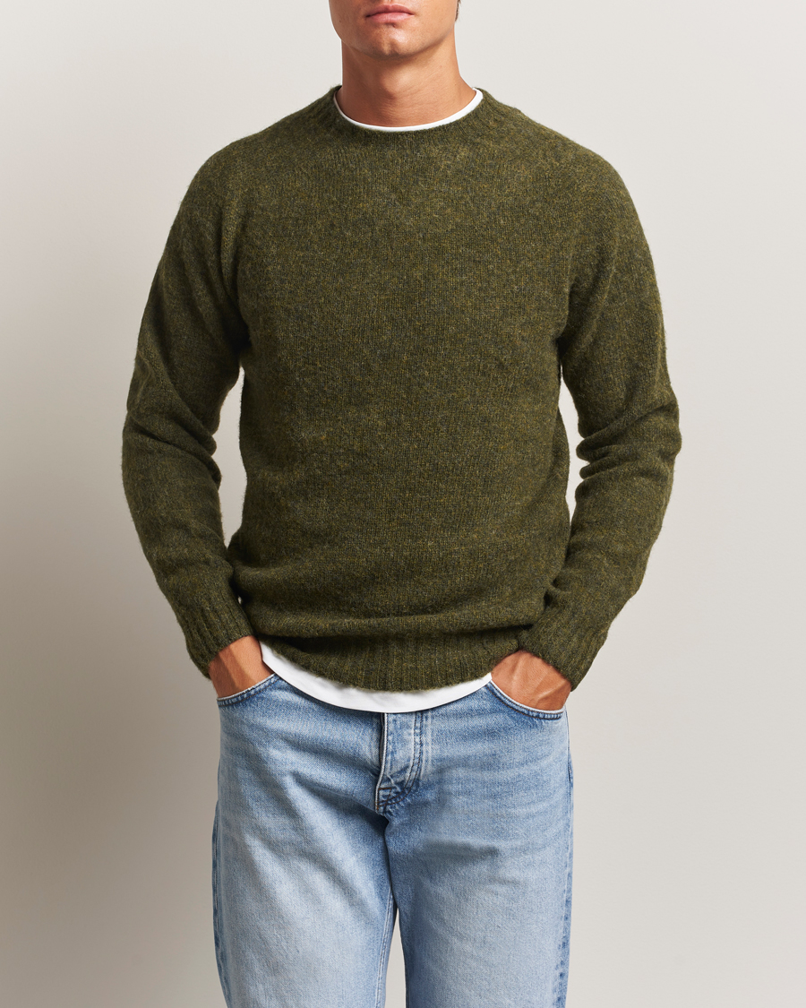 Herren | Pullover | Harley Of Scotland | Brushed Supersoft Lambswool Crewneck Scots Pine