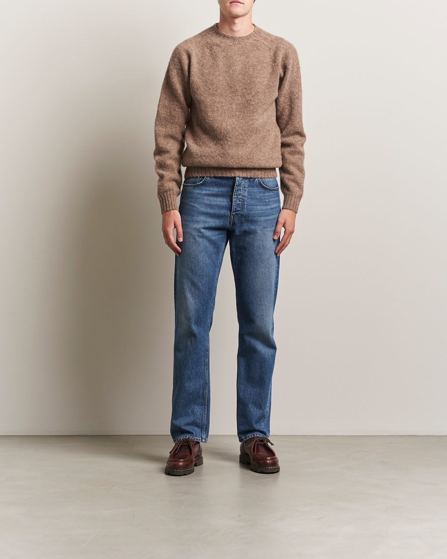 Herren | Pullover | Harley Of Scotland | Brushed Supersoft Lambswool Crewneck Tundra