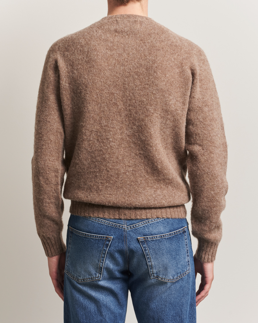 Herren | Pullover | Harley Of Scotland | Brushed Supersoft Lambswool Crewneck Tundra