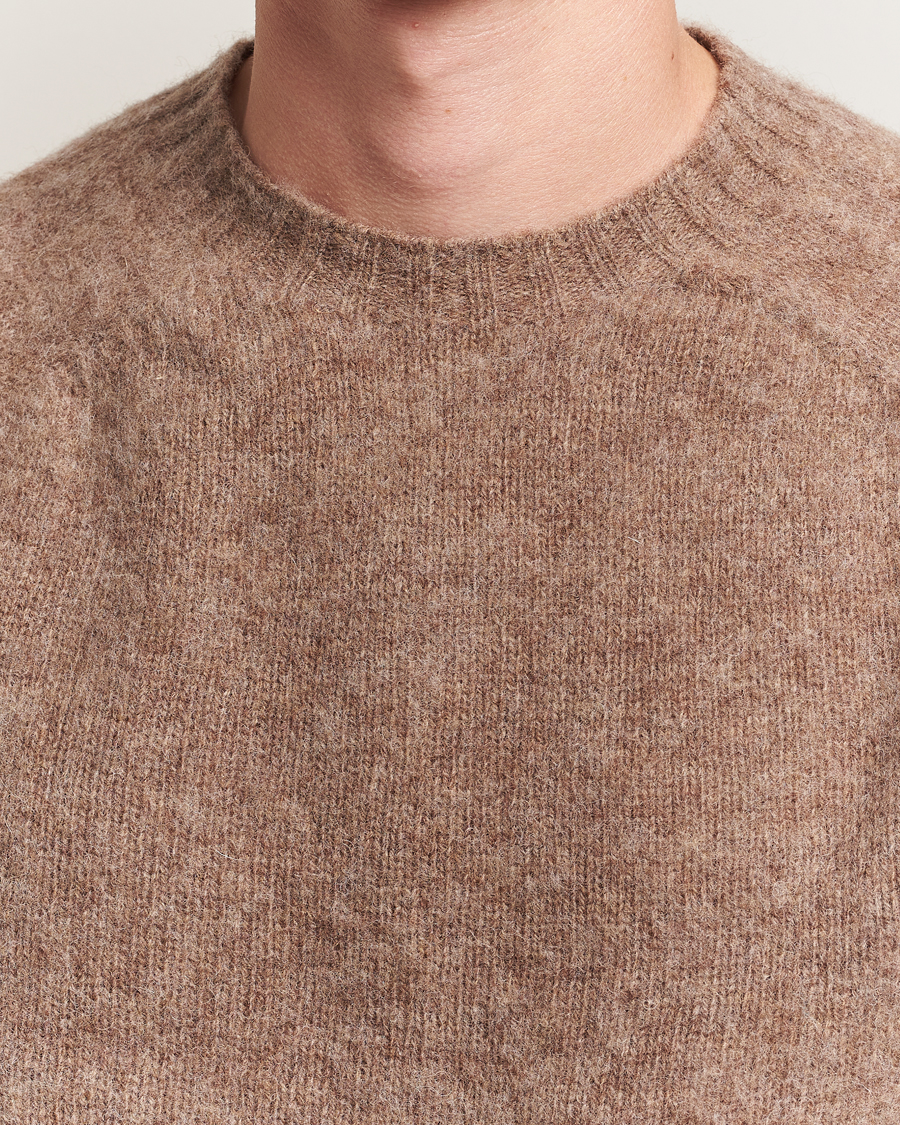 Herren | Pullover | Harley Of Scotland | Brushed Supersoft Lambswool Crewneck Tundra