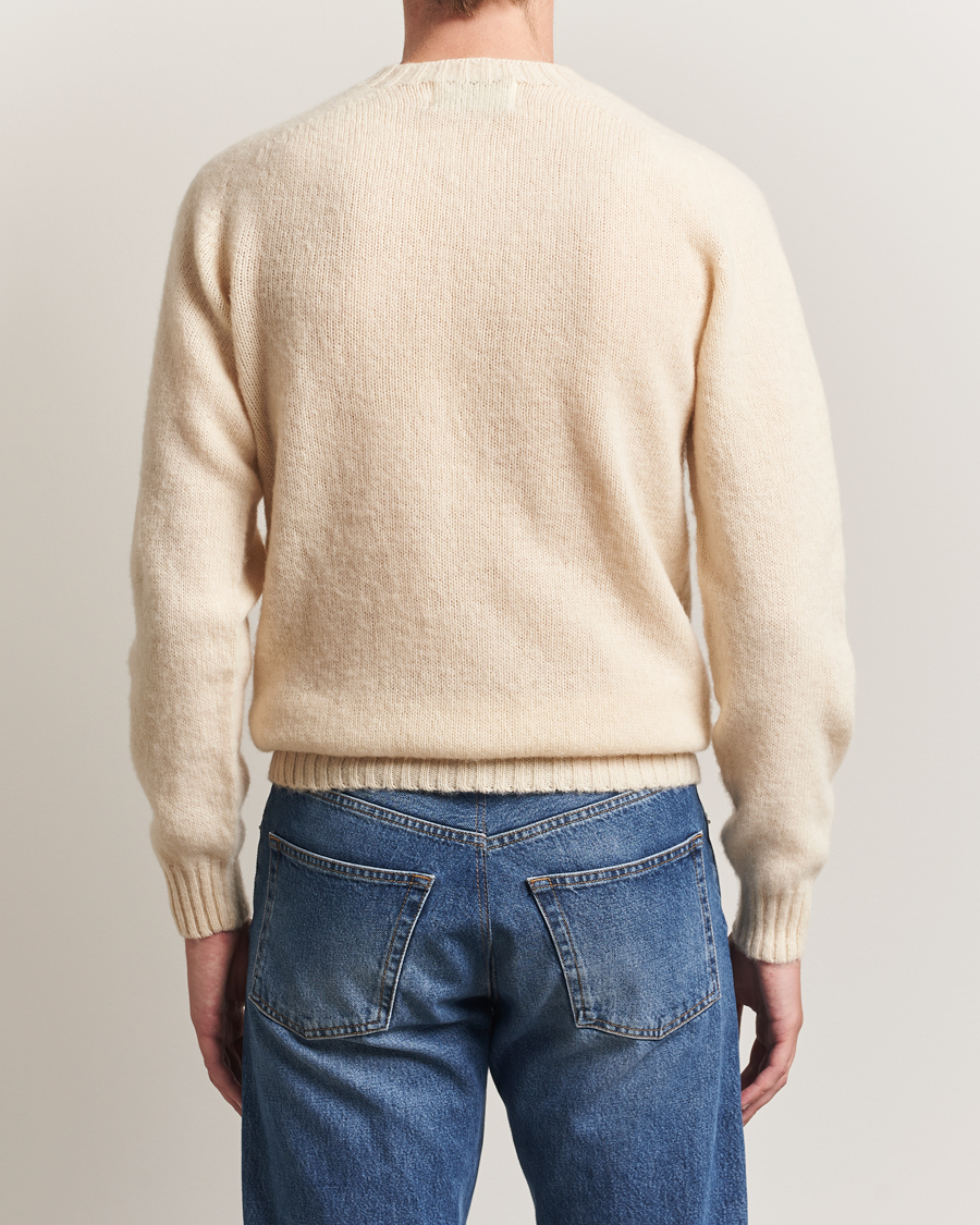 Herren | Pullover | Harley Of Scotland | Brushed Supersoft Lambswool Crewneck Vanilla