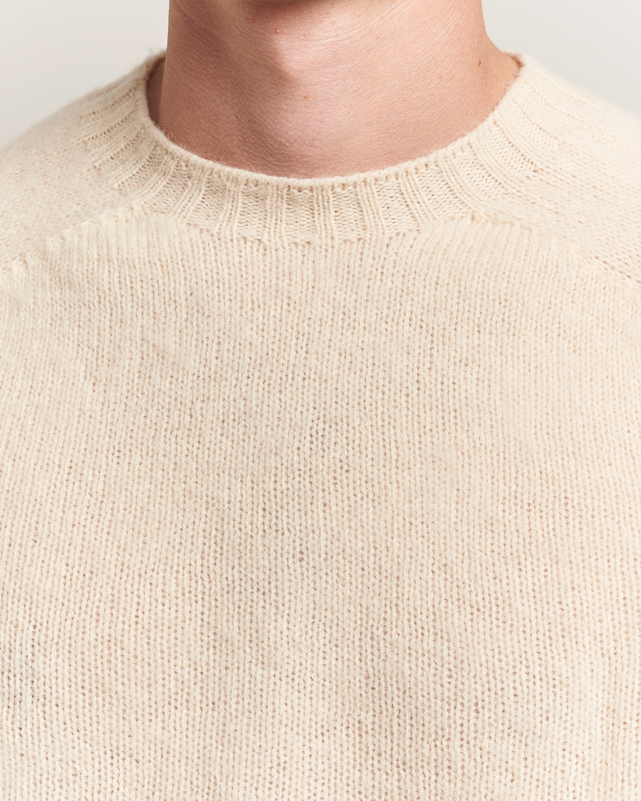 Herren | Pullover | Harley Of Scotland | Brushed Supersoft Lambswool Crewneck Vanilla