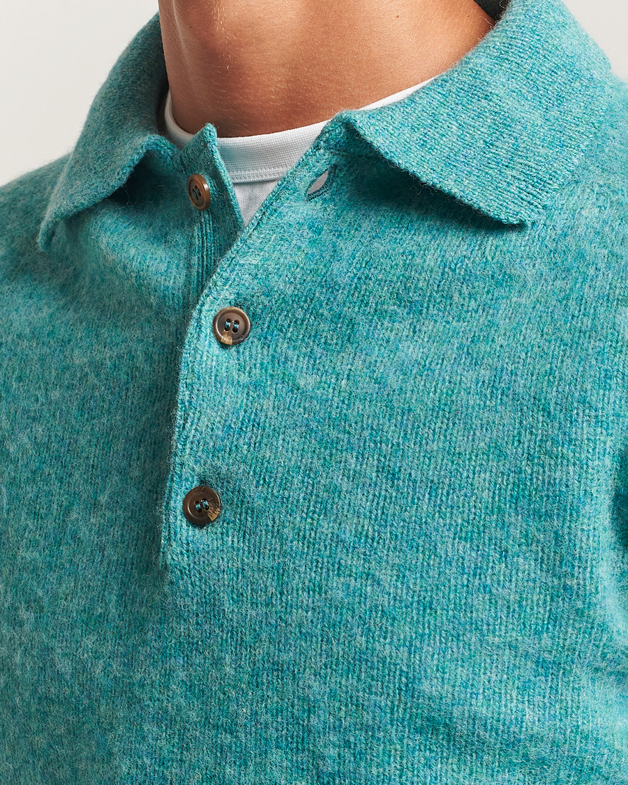 Herren | Pullover | Harley Of Scotland | Brushed Supersoft Lambswool Polo Hummingbird