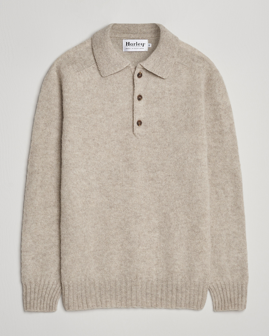Herren | Pullover | Harley Of Scotland | Brushed Supersoft Lambswool Polo Vellum