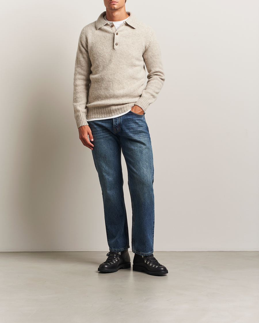 Herren | Pullover | Harley Of Scotland | Brushed Supersoft Lambswool Polo Vellum