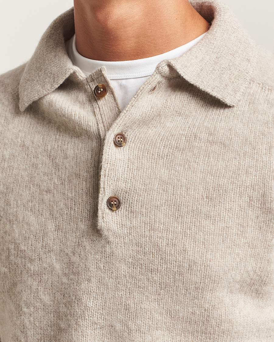 Herren | Pullover | Harley Of Scotland | Brushed Supersoft Lambswool Polo Vellum