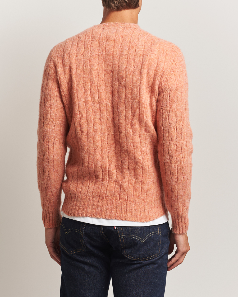 Herren | Pullover | Harley Of Scotland | Brushed Supersoft Lambswool Cable Parfait