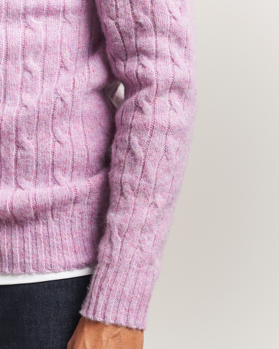 Herren | Pullover | Harley Of Scotland | Brushed Supersoft Lambswool Cable Sweetpea