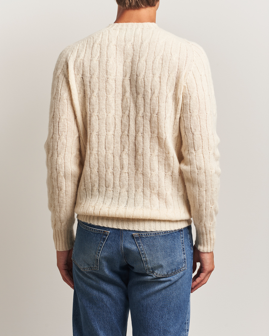Herren | Pullover | Harley Of Scotland | Brushed Supersoft Lambswool Cable Vanilla