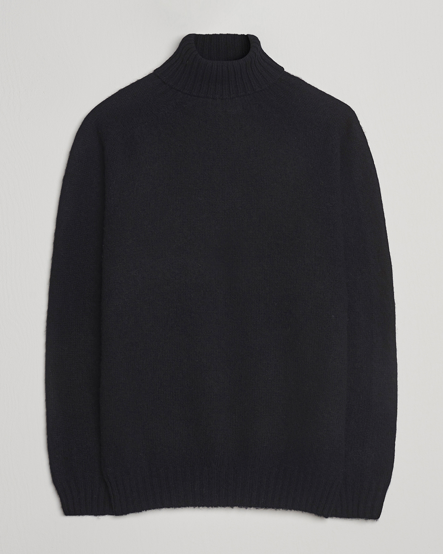 Herren | Pullover | Harley Of Scotland | Brushed Supersoft Lambswool Rollneck Black