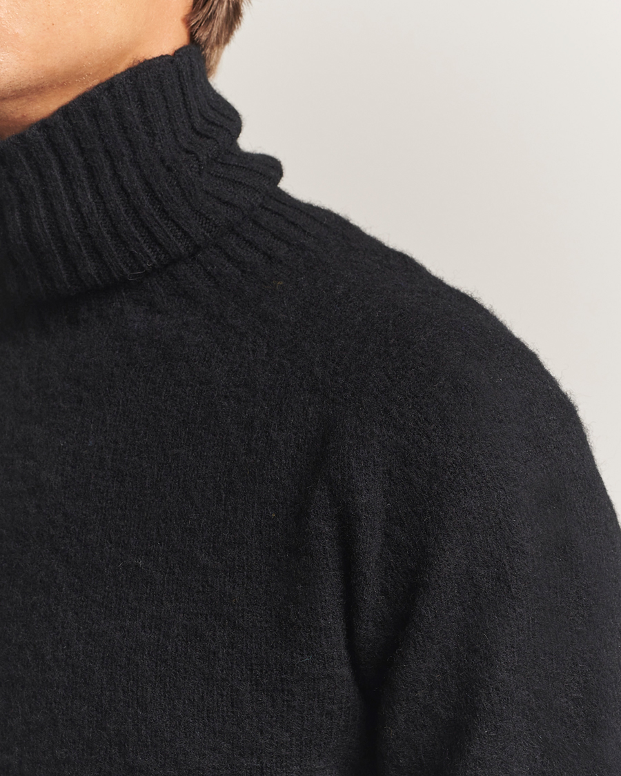 Herren | Pullover | Harley Of Scotland | Brushed Supersoft Lambswool Rollneck Black