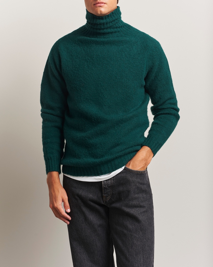 Herren | Pullover | Harley Of Scotland | Brushed Supersoft Lambswool Rollneck Tartan