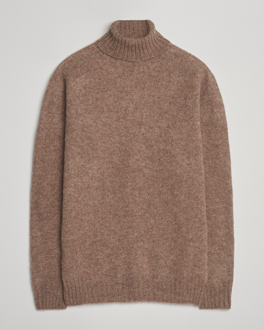 Herren | Pullover | Harley Of Scotland | Brushed Supersoft Lambswool Rollneck Tundra