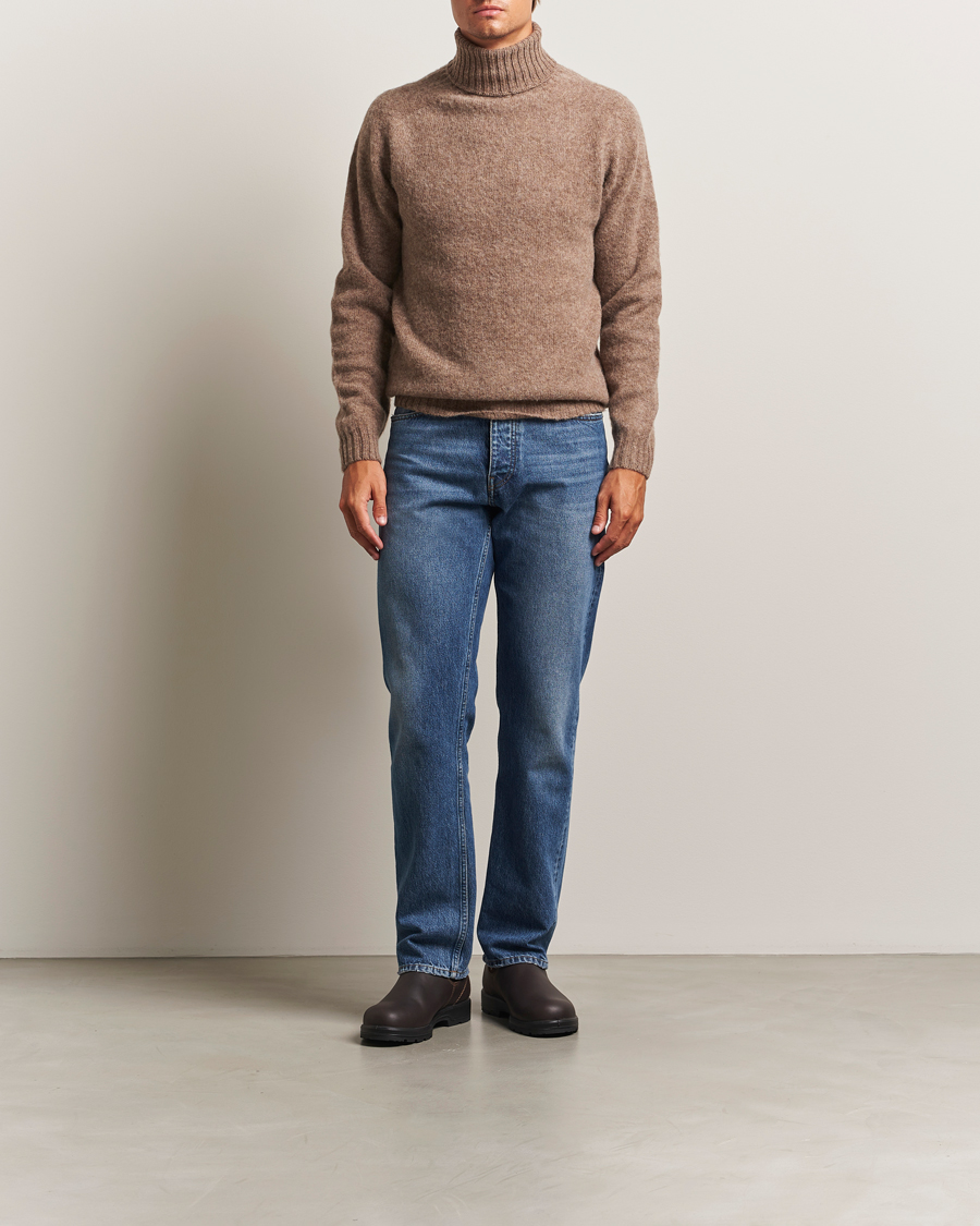 Herren | Pullover | Harley Of Scotland | Brushed Supersoft Lambswool Rollneck Tundra