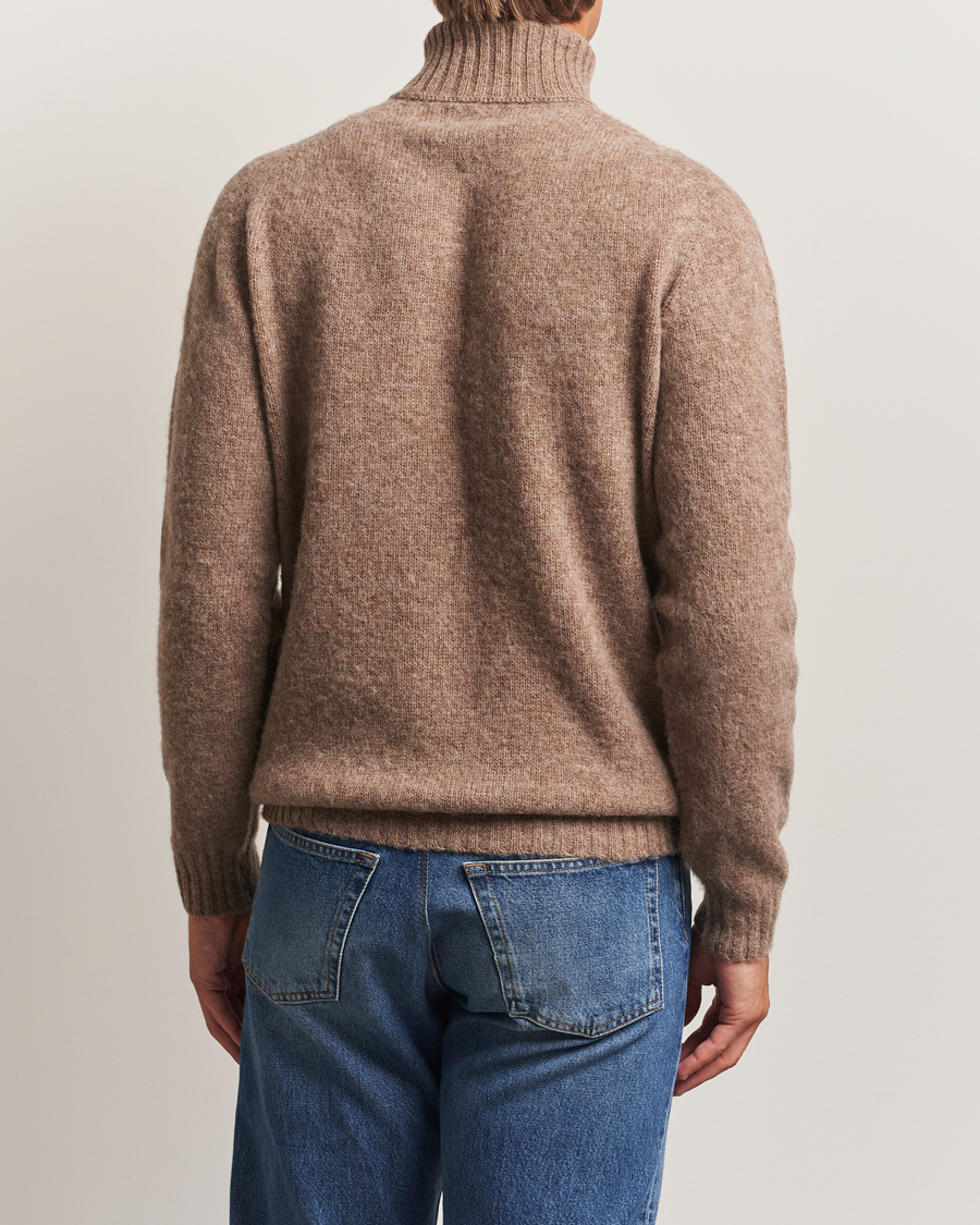 Herren | Pullover | Harley Of Scotland | Brushed Supersoft Lambswool Rollneck Tundra