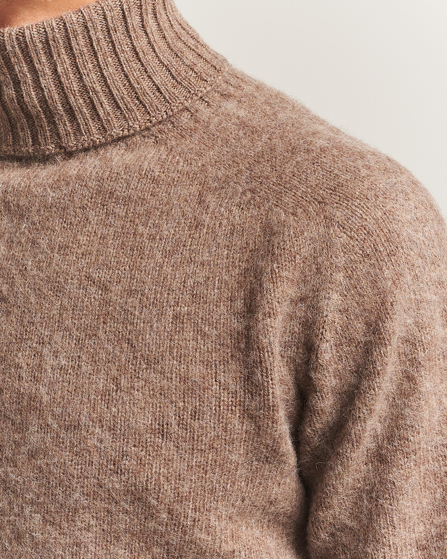 Herren | Pullover | Harley Of Scotland | Brushed Supersoft Lambswool Rollneck Tundra