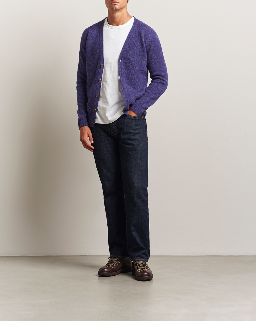 Herren | Pullover | Harley Of Scotland | Brushed Supersoft Lambswool Cardigan Iris