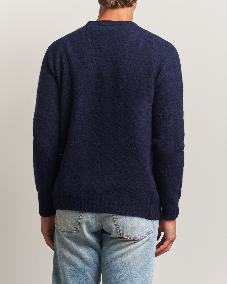 Herren | Pullover | Harley Of Scotland | Brushed Supersoft Lambswool Cardigan Navy
