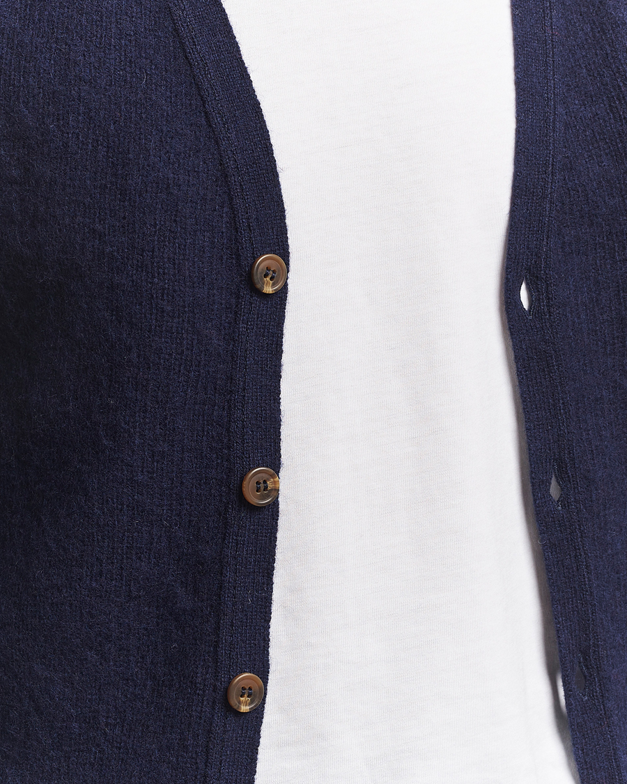 Herren | Pullover | Harley Of Scotland | Brushed Supersoft Lambswool Cardigan Navy