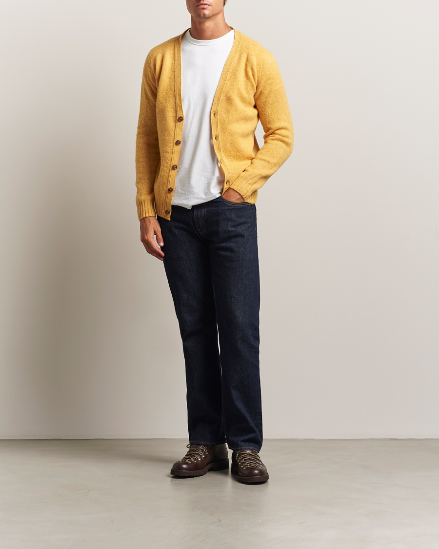 Herren | Pullover | Harley Of Scotland | Brushed Supersoft Lambswool Cardigan Nectar