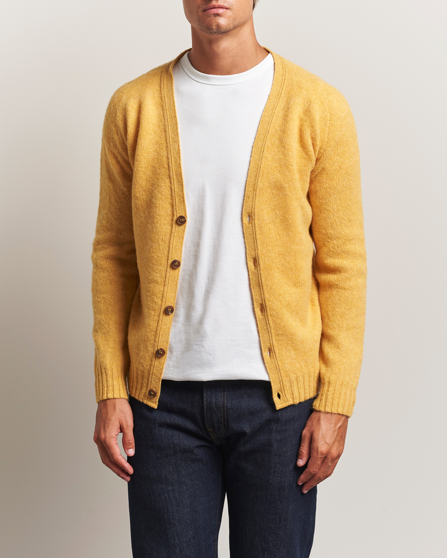 Herren | Pullover | Harley Of Scotland | Brushed Supersoft Lambswool Cardigan Nectar