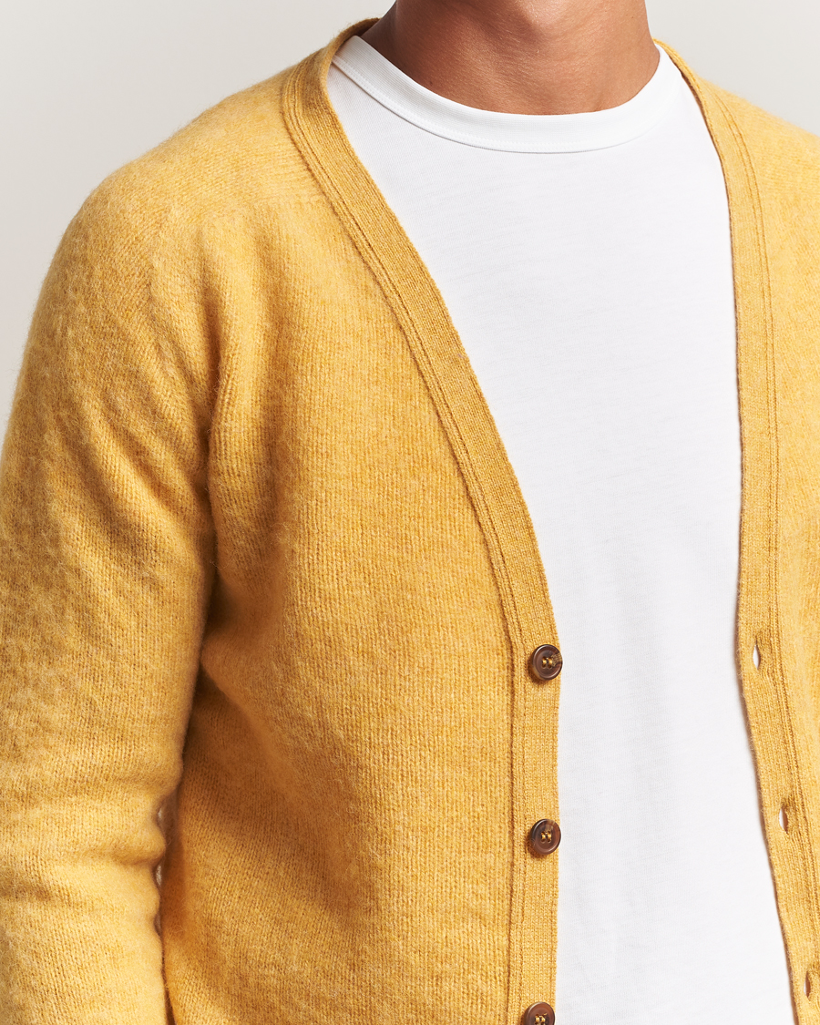 Herren | Pullover | Harley Of Scotland | Brushed Supersoft Lambswool Cardigan Nectar