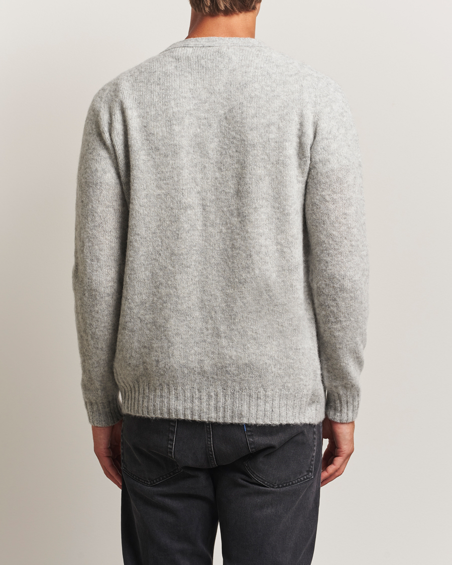 Herren | Pullover | Harley Of Scotland | Brushed Supersoft Lambswool Cardigan Silver