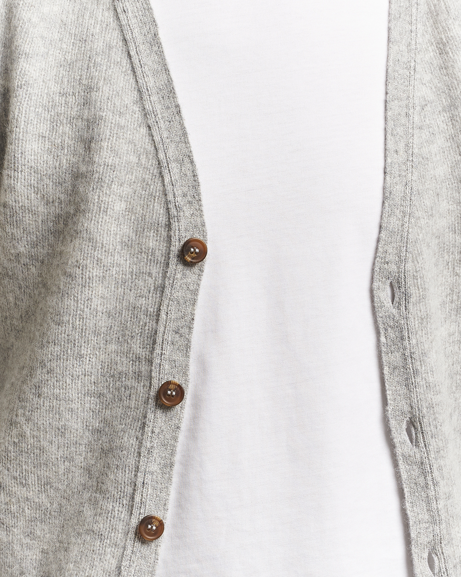 Herren | Pullover | Harley Of Scotland | Brushed Supersoft Lambswool Cardigan Silver