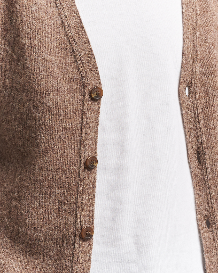Herren | Pullover | Harley Of Scotland | Brushed Supersoft Lambswool Cardigan Tundra