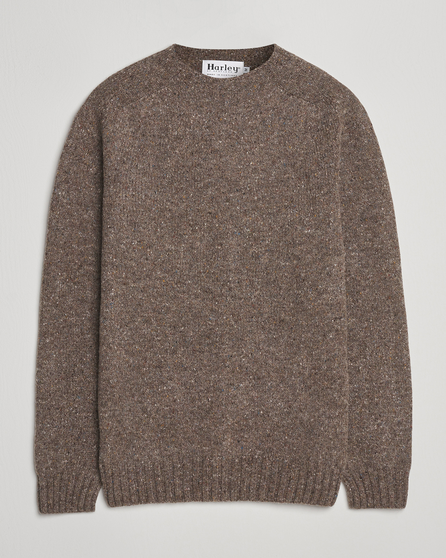 Herren | Pullover | Harley Of Scotland | Donegal Wool Crewneck Brown