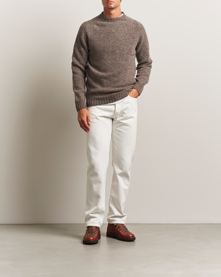 Herren | Pullover | Harley Of Scotland | Donegal Wool Crewneck Brown
