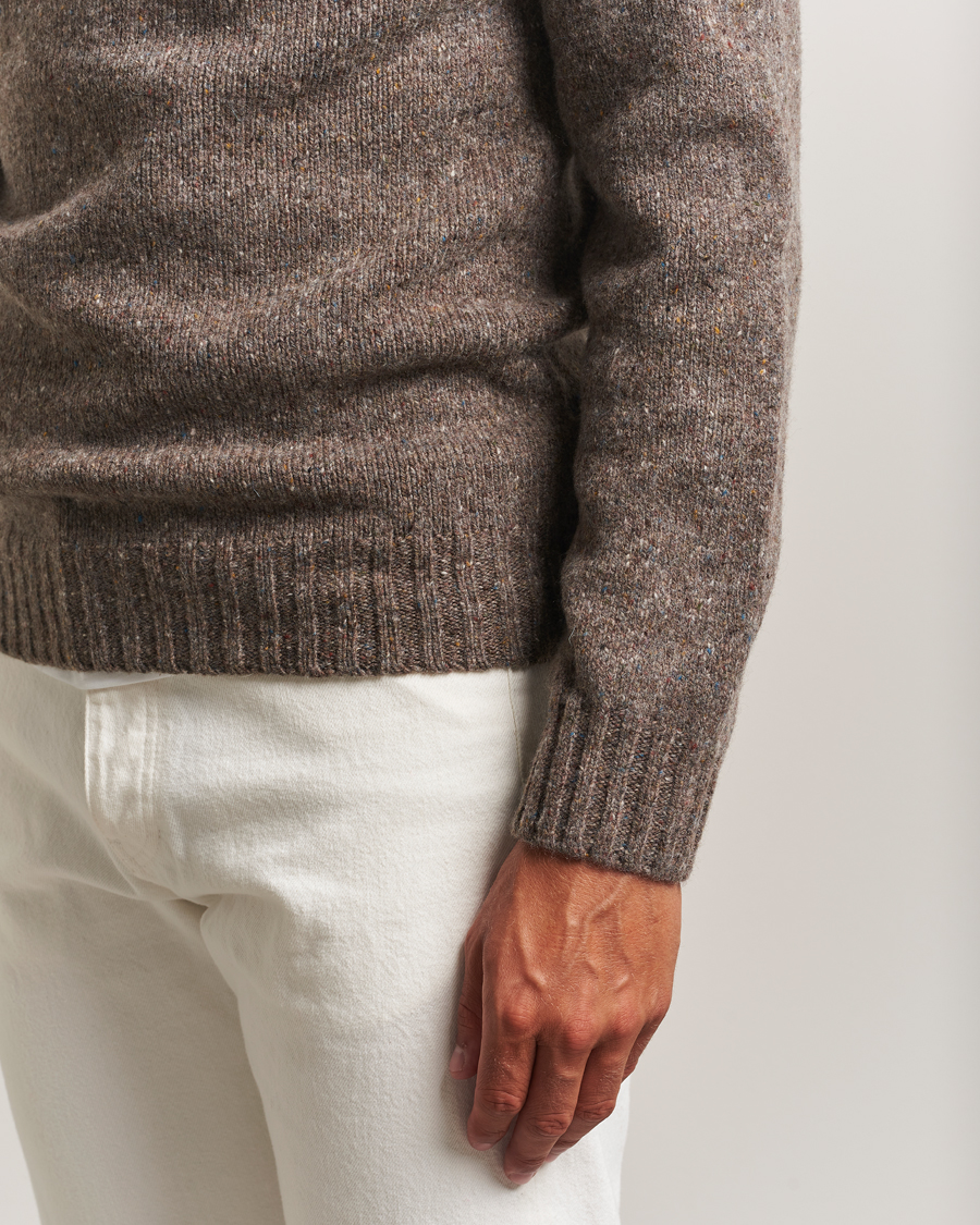Herren | Pullover | Harley Of Scotland | Donegal Wool Crewneck Brown