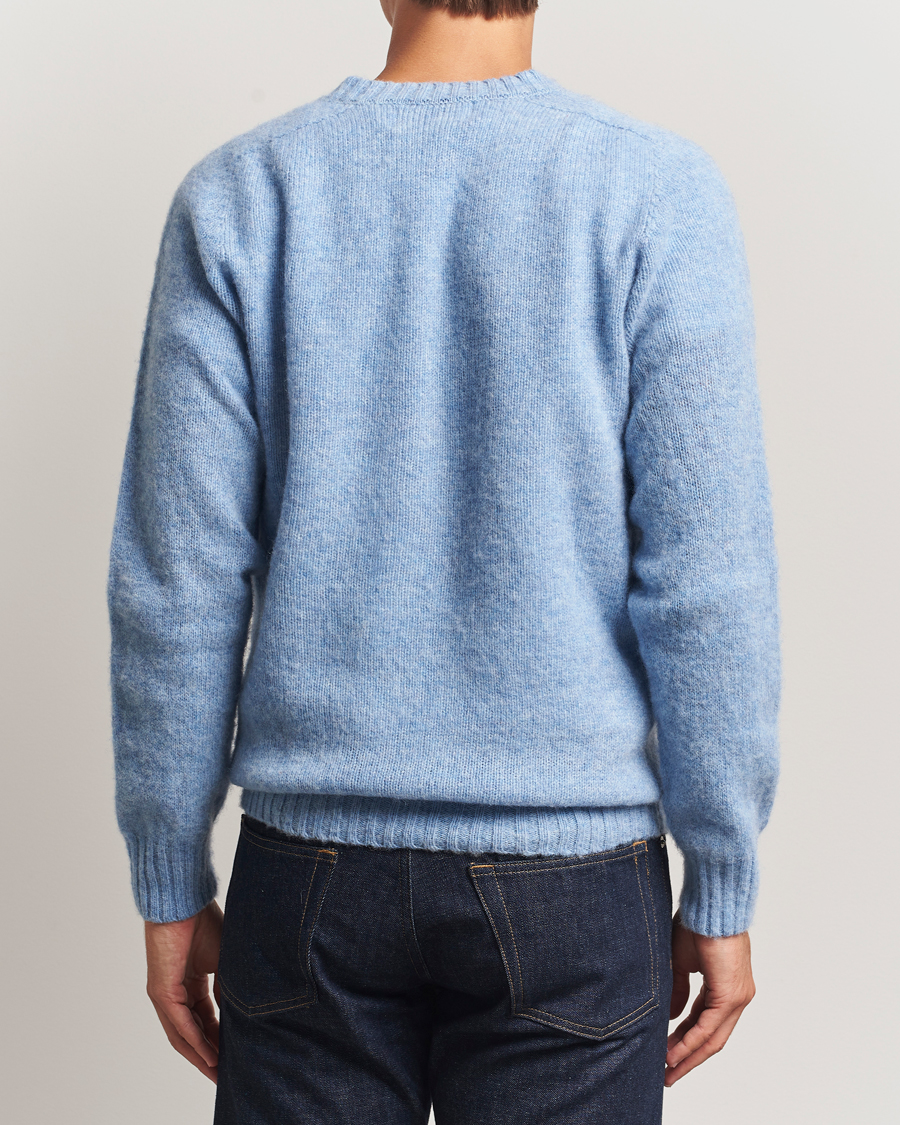 Herren | Pullover | Harley Of Scotland | Brushed Supersoft Lambswool V-Neck Light Blue