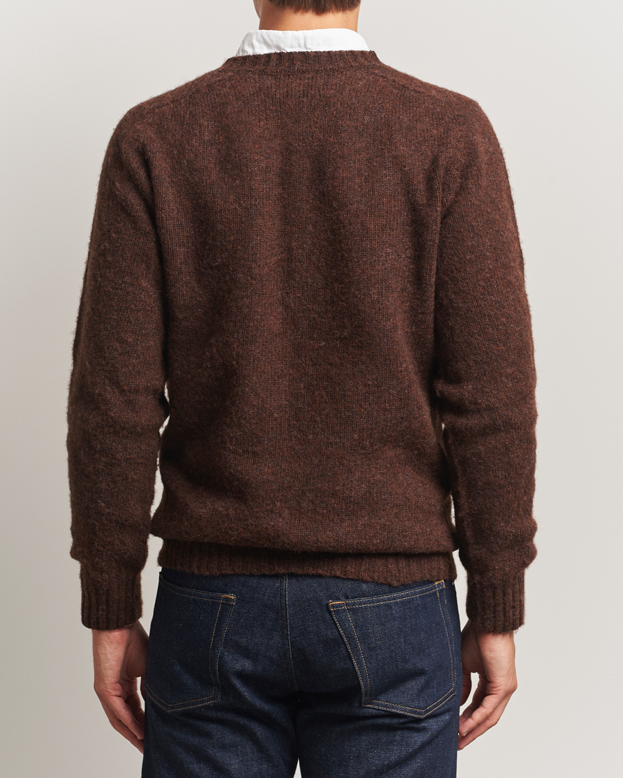 Herren | Pullover | Harley Of Scotland | Brushed Supersoft Lambswool V-Neck Brown