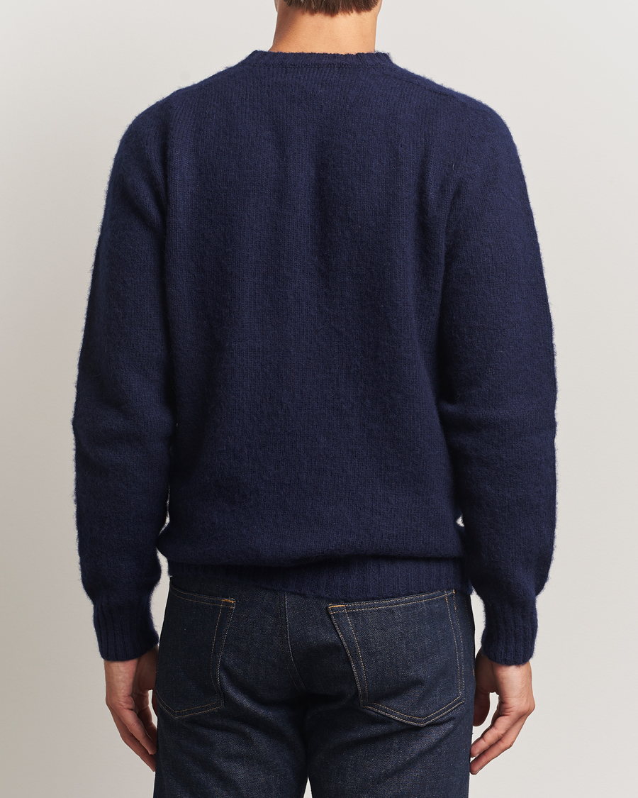 Herren | Pullover | Harley Of Scotland | Brushed Supersoft Lambswool V-Neck Navy