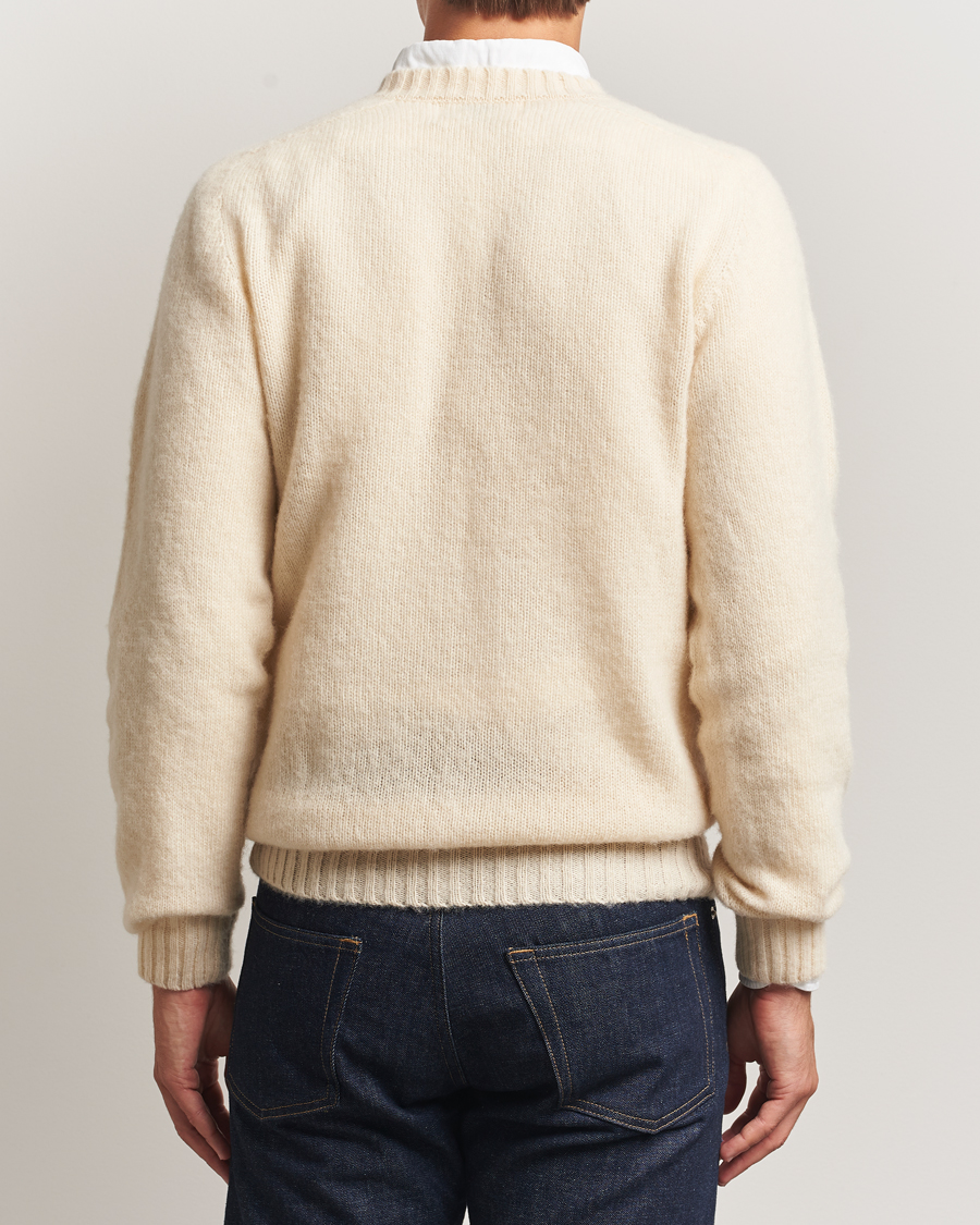 Herren | Pullover | Harley Of Scotland | Brushed Supersoft Lambswool V-Neck Vanilla