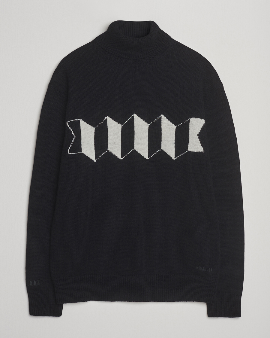 Herren | Pullover | Baracuta | Flag Logo Wool Turtleneck Black