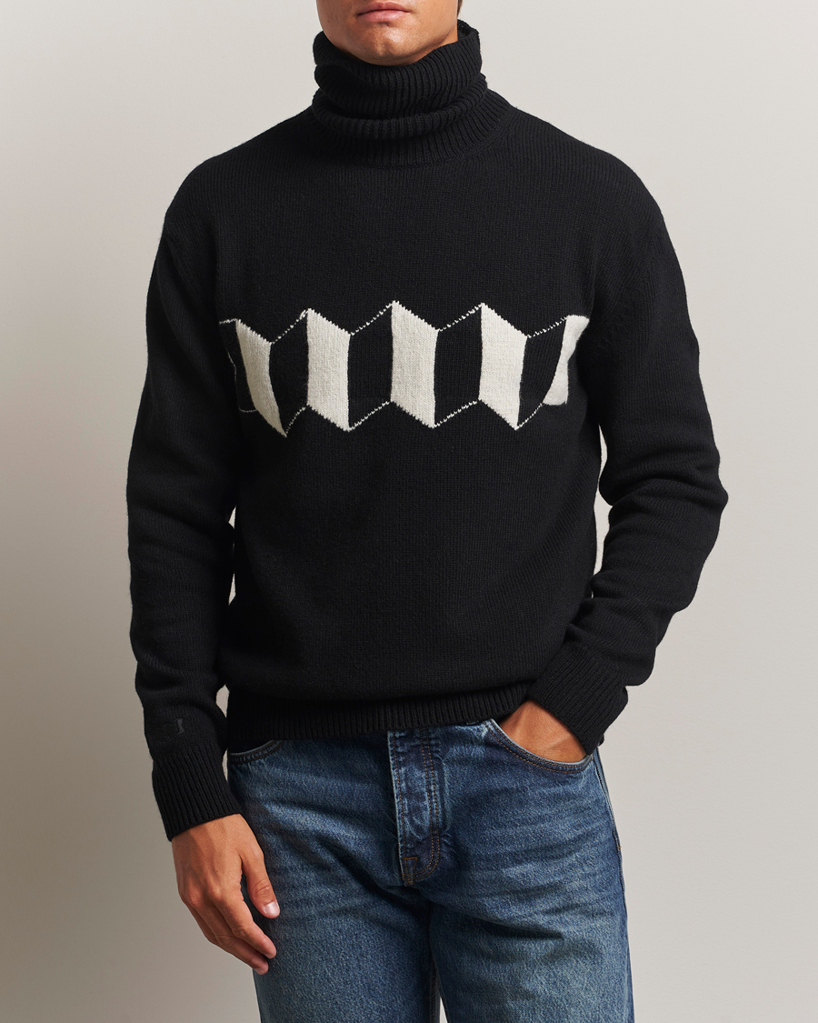 Herren | Pullover | Baracuta | Flag Logo Wool Turtleneck Black