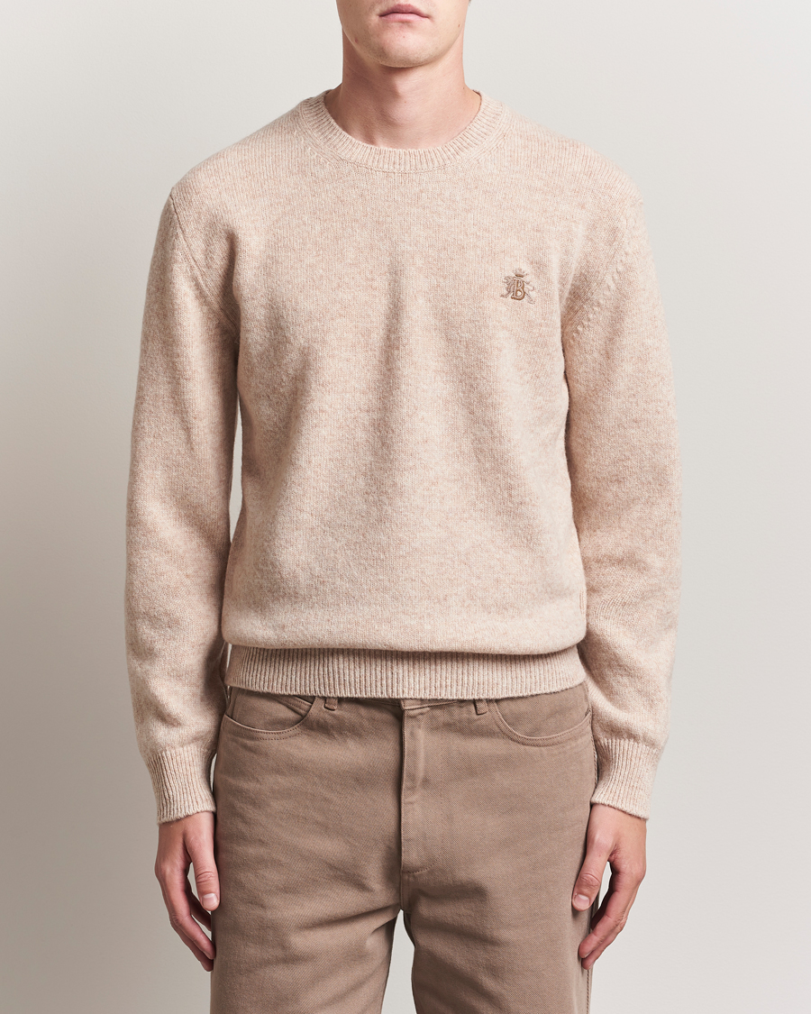 Herren | Pullover | Baracuta | Shetland Virgin Wool Crew Neck Antique White