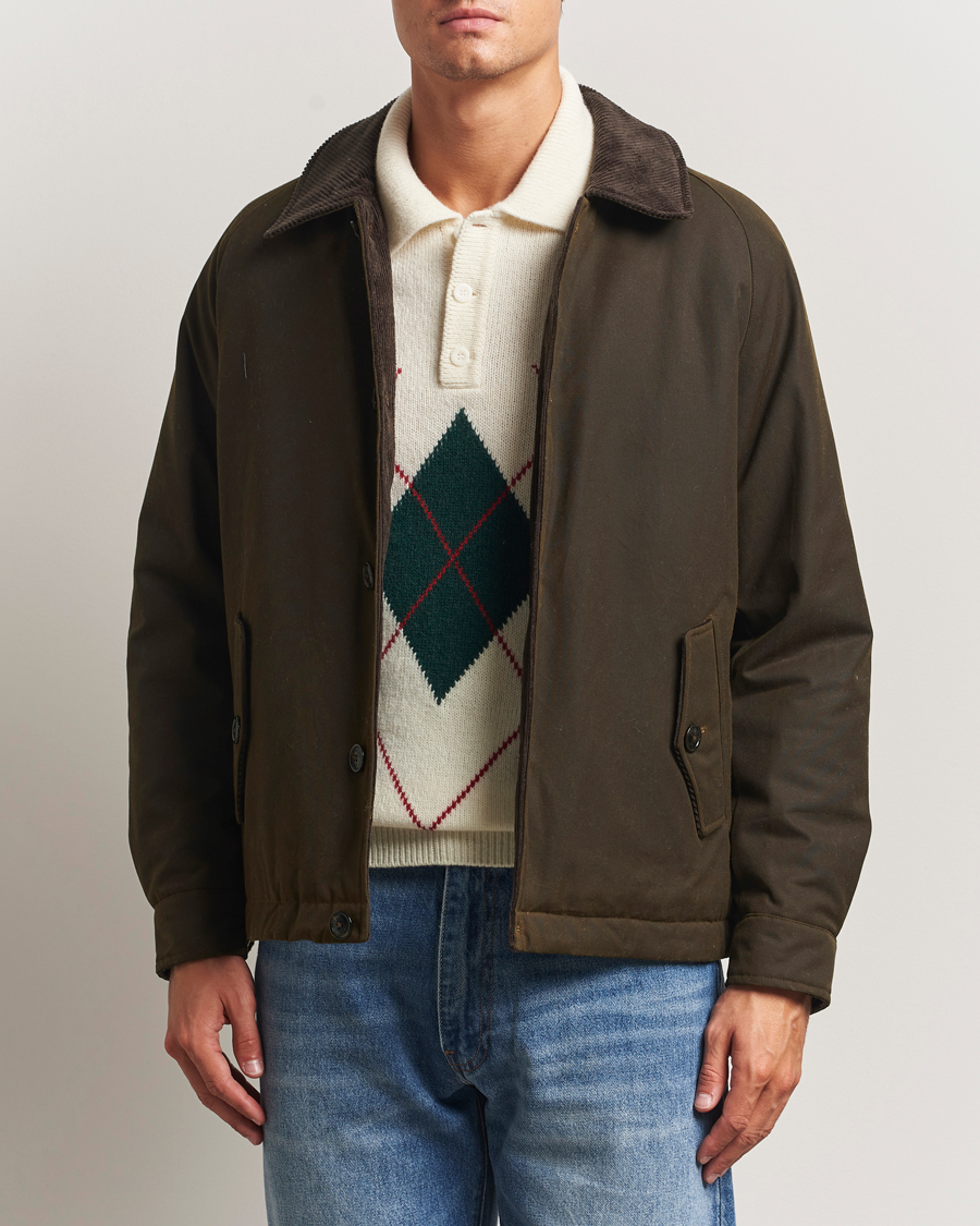 Herren | Jacken | Baracuta | Waxed Sherling Lined Deck Jacket Deep Moss