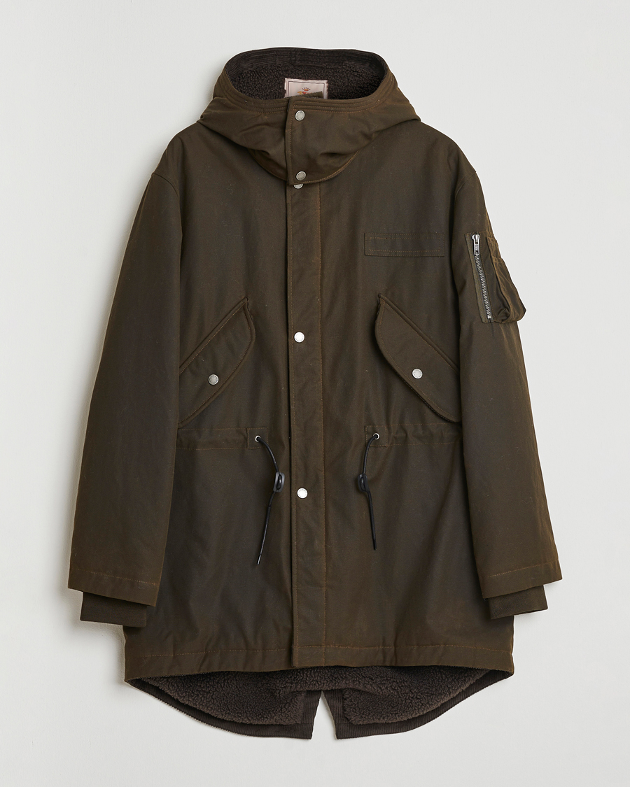 Herren | Jacken | Baracuta | Waxed Sherling Lined Parka Deep Moss