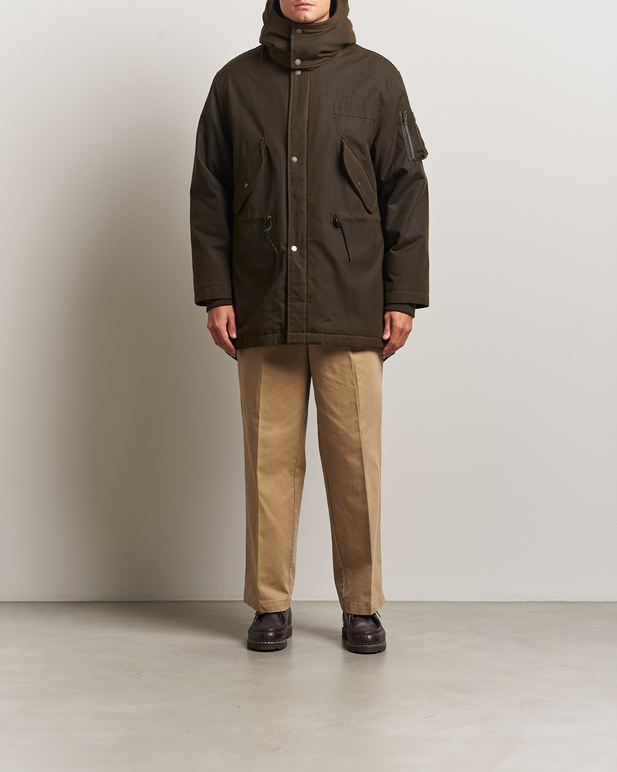 Herren | Jacken | Baracuta | Waxed Sherling Lined Parka Deep Moss