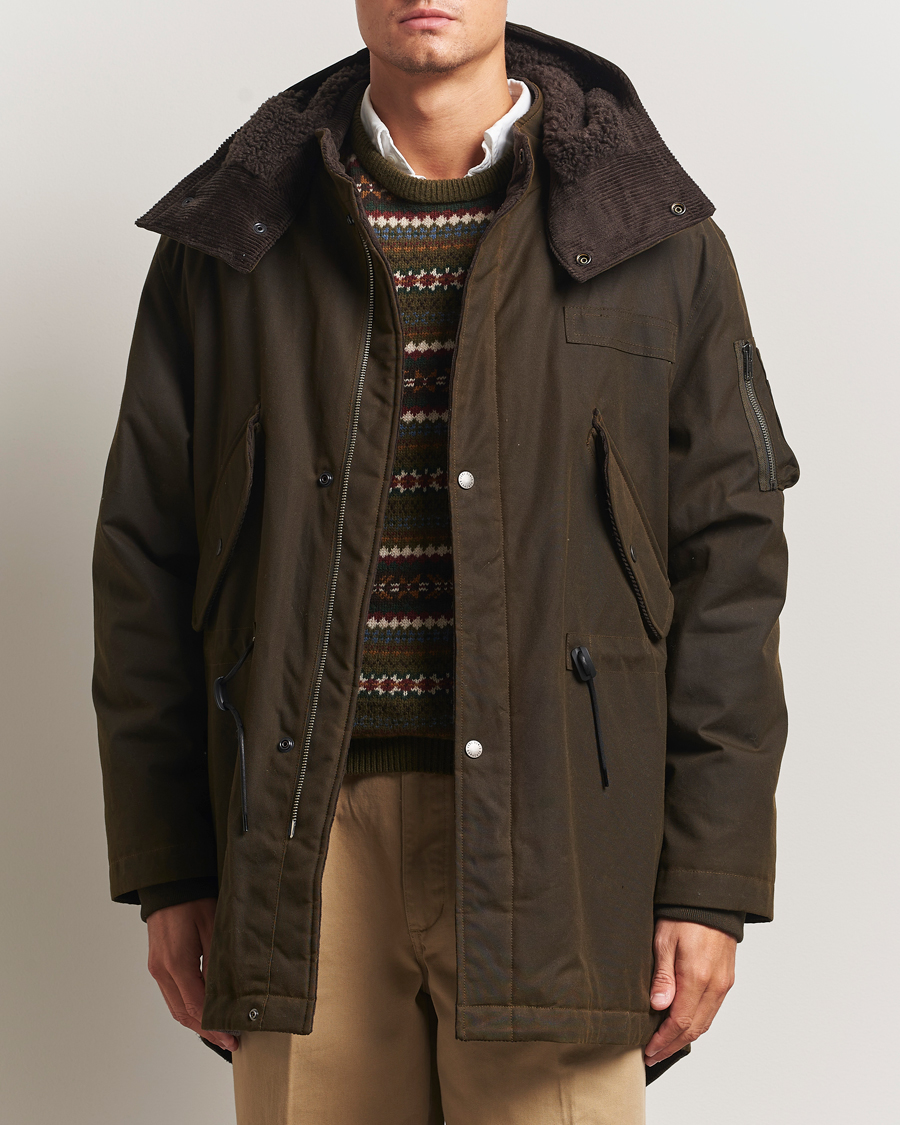 Herren | Jacken | Baracuta | Waxed Sherling Lined Parka Deep Moss