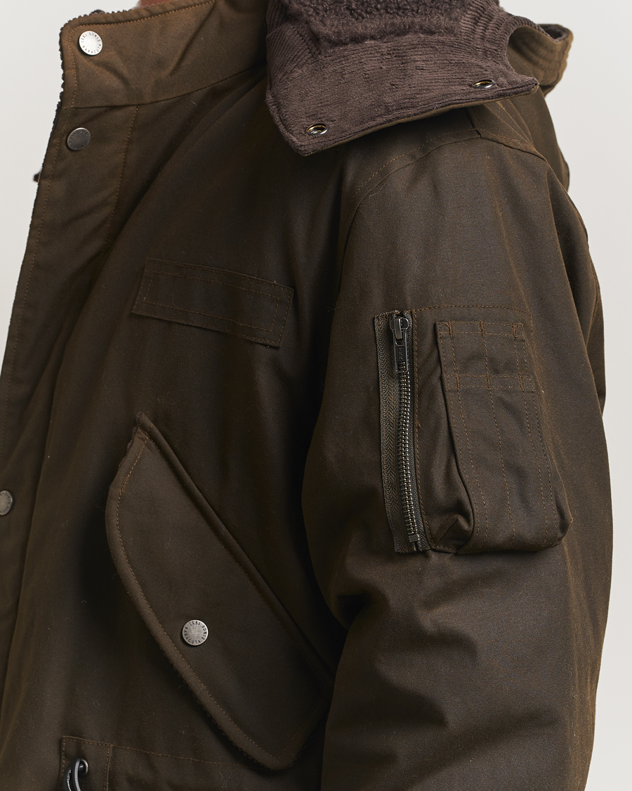 Herren | Jacken | Baracuta | Waxed Sherling Lined Parka Deep Moss
