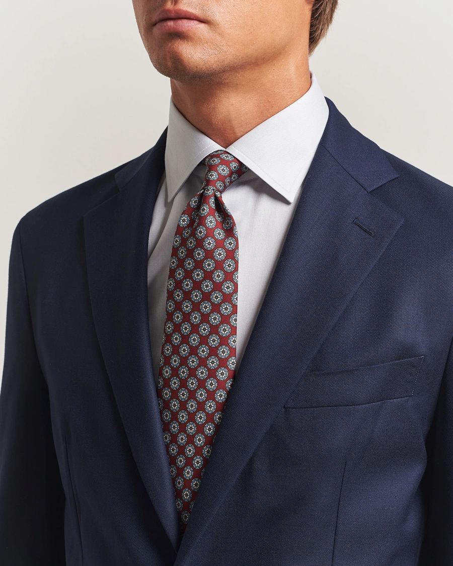 Herren | Krawatten | E. Marinella | 3-Fold Printed Silk Tie Burgundy